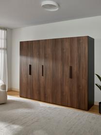 Modularer Drehtürenschrank Simone, 250 cm Breite, mehrere Varianten, Korpus: Spanplatte, melaminbeschi, Walnussholz-Optik, Schwarz, Classic Interior, B 250 x H 236 cm