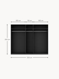 Modularer Drehtürenschrank Simone, 250 cm Breite, mehrere Varianten, Korpus: Spanplatte, melaminbeschi, Walnussholz-Optik, Schwarz, Classic Interior, B 250 x H 236 cm