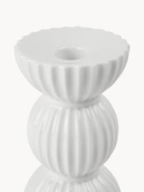Porzellan-Kerzenhalter Tura mit geriffelter Oberfläche, Porzellan, Weiss, Ø 8 x H 13 cm