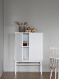 Skandi-Highboard Webster mit Türen in Weiss, Korpus: Mitteldichte Holzfaserpla, Beine: Gummibaumholz, massiv, Weiss, 94 x 135 cm