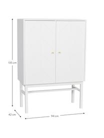 Scandi dressoir Webster met deuren in wit, Frame: MDF, Poten: massief rubberhout, Wit, 94 x 135 cm