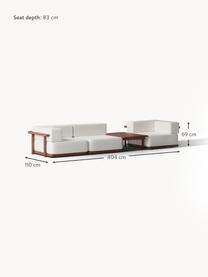 Set lounge modular para exterior Matheus, 4 pzas., Funda: 100% algodón Alta resiste, Estructura: madera maciza de acacia, , Tejido blanco Off White, madera de acacia, Set de diferentes tamaños