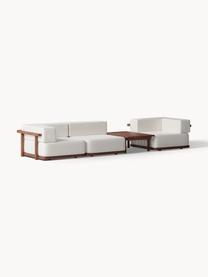 Set lounge modular para exterior Matheus, 4 pzas., Funda: 100% algodón Alta resiste, Estructura: madera maciza de acacia, , Tejido blanco Off White, madera de acacia, Set de diferentes tamaños