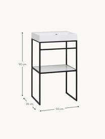 Waschtisch Rosalie, B 50 cm, Gestell: Stahl, beschichtet, Ablagefläche: Spanplatte mit Melaminhar, Weiß, Schwarz, B 50 x H 90 cm