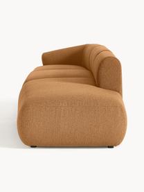 Diván modular grande en tejido bouclé Sofia, Tapizado: tejido bouclé (100% polié, Estructura: madera de abeto, tablero , Patas: plástico Este producto es, Bouclé marrón claro, An 340 x F 103 cm, módulo esquina izquierda