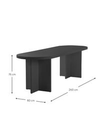 Oválný dřevěný jídelní stůl Cruz, 260 x 80 cm, MDF deska (dřevovláknitá deska střední hustoty), Černá, Š 260 cm, H 80 cm