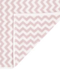 Set 3 asciugamani con motivo a zigzag Liv, Rosa, bianco crema, Set in varie misure