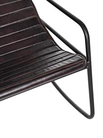 Fotel bujany ze skóry Karisma, Stelaż: metal malowany proszkowo, Ciemnobrązowa skóra, S 59 x G 77 cm