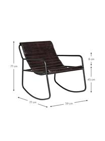 Mecedora de cuero Karisma, Asiento: cuero, Estructura: metal con pintura en polv, Negro, marrón oscuro, An 59 x F 77 cm