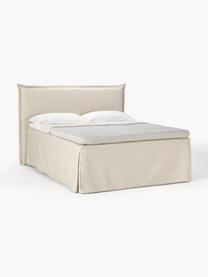 Premium Boxspringbett Violet, Matratze: 5-Zonen-Taschenfederkern, Füße: Massives Birkenholz, lack, Webstoff Hellbeige, B 180 x L 200 cm, Härtegrad H3