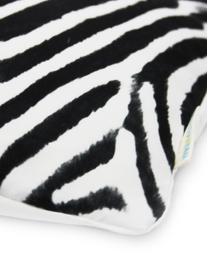 Kussenhoes Kelsey met zebra motief in zwart/wit, 100% polyester, Wit, zwart, 45 x 45 cm