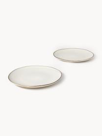 Handgemaakte dinerborden Thalia, 2 stuks, Keramiek, Beige met donkere rand, Ø 28 x H 3 cm