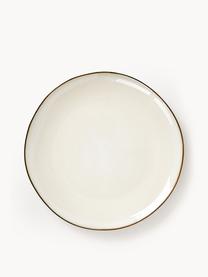 Assiettes plates artisanales Thalia, 2 pièces, Grès cérame, Beige avec une bordure foncée, Ø 28 x haut. 3 cm