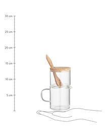 Glazen melk- en suikerpotset Pot, 3-delig, Glas, kurk, Transparant, bruin, Set met verschillende formaten