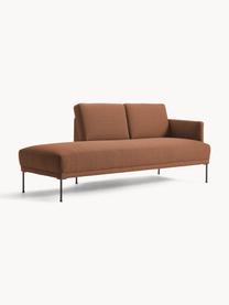 Chaise longue Fluente, Bekleding: 100% polyester. Met 35.00, Frame: massief grenenhout, Poten: gepoedercoat metaal Dit p, Geweven stof lichtbruin, B 202 x D 85 cm, rugleuning links