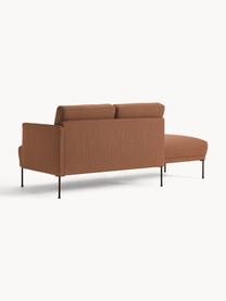 Chaise longue Fluente, Bekleding: 100% polyester. Met 35.00, Frame: massief grenenhout, Poten: gepoedercoat metaal Dit p, Geweven stof lichtbruin, B 202 x D 85 cm, rugleuning links