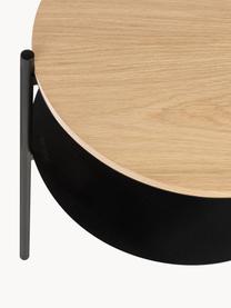 Holz-Nachttisch Tu, Tischplatte: Mitteldichte Holzfaserpla, Gestell: Stahl, pulverbeschichtet, Schwarz, Helles Holz, Ø 40 x H 52 cm