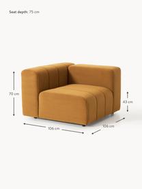 Samt-Eckmodul Lena, Bezug: Samt (100 % Polyester) De, Gestell: Buchenholz, Spanplatte, H, Samt Ocker, B 106 x T 106 cm, Eckteil links