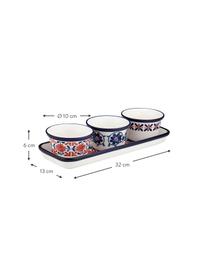 Bunt bemalte Dipschälchen Fiesta, 4er-Set, New Bone China, Rot, Blautöne, Weiss, Ø 10 x H 6 cm