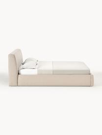 Cama tapizada con espacio de almacenamiento Cloud, Tapizado: tejido finamente texturiz, Estructura: madera de pino maciza y m, Tejido beige, An 160 x L 200 cm