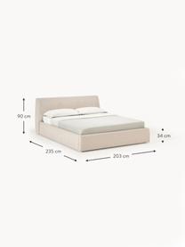 Cama tapizada con espacio de almacenamiento Cloud, Tapizado: tejido finamente texturiz, Estructura: madera de pino maciza y m, Tejido beige, An 160 x L 200 cm