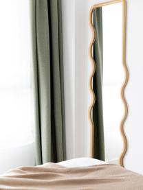 Wellenförmiger Wandspiegel Stream aus Holz, Rahmen: Eschenholz, Spiegelfläche: Spiegelglas, Rückseite: Mitteldichte Holzfaserpla, Beige, B 50 x H 175 cm
