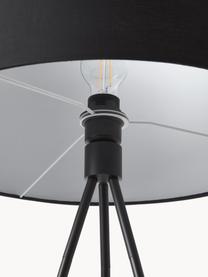 Tripod vloerlamp Cella met stoffen lampenkap, Lampenkap: katoenmix, Lampvoet: gepoedercoat metaal, Zwart, H 158 cm