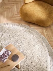 Tapis rond moelleux à longs poils et franges Dreamy, Beige, Ø 150 cm (taille M)