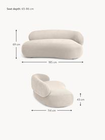 Sofa Alba (2-Sitzer), Bezug: 97% Polyester, 3% Nylon D, Gestell: Massives Fichtenholz, Bir, Füße: Kunststoff Dieses Produkt, Webstoff Cremeweiß, B 185 x T 114 cm, Rückenlehne rechts