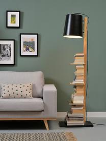 Lampa na čtení se dřevěnými policemi Cambridge, Černá, dřevo