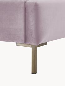 Gestoffeerd fluwelen bed Dusk, Bekleding: polyester fluweel Met 30., Frame: massief grenenhout en pla, Poten: gepoedercoat metaal Dit p, Fluweel lavendel, B 140 x L 200 cm