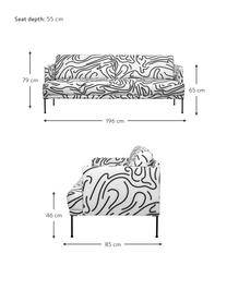 Sofa z  metalowymi nogami Fluente (3-osobowa), Tapicerka: 100% poliester Dzięki tka, Nogi: metal malowany proszkowo, Biały, S 196 x G 85 cm