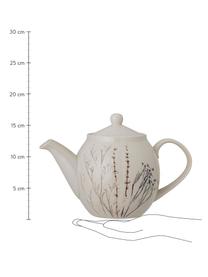 Handgemaakte theepot Bea met grasmotief, 1.2 L, Keramiek, Beige, Ø 14 x H 17 cm, 1.2 L