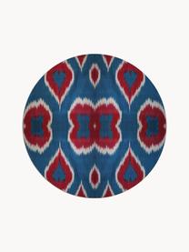 Handgefertigte Porzellan-Servierschale Ikat, Porzellan, Blau, Rostrot, Weiß, Ø 22 cm