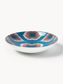 Ručne vyrobená porcelánová servírovacia miska Ikat, Porcelán, Modrá, hrdzavá červená, biela, Ø 22 cm