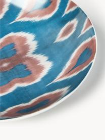 Ručne vyrobená porcelánová servírovacia miska Ikat, Porcelán, Modrá, hrdzavá červená, biela, Ø 22 cm