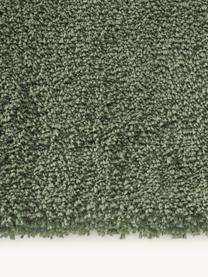 Pluizige hoogpolige loper Leighton, Onderzijde: 70% polyester, 30% katoen, Donkergroen, B 80 x L 200 cm