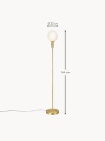 Vloerlamp Minna van opaalglas, Lampenkap: opaalglas, Lampvoet: vermessingd metaal, Goudkleurig, wit, H 144 cm