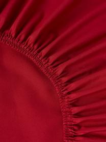 Drap-housse en percale de coton Elsie, Rouge, larg. 90 x long. 200 cm, haut. 25 cm