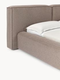 Letto imbottito Lennon, Rivestimento: 100% poliestere Il rivest, Struttura: legno di pino massiccio, , Piedini: legno, plastica Questo pr, Tessuto taupe, Larg. 208 x Lung. 243 cm (superfice 140 x 200 cm)