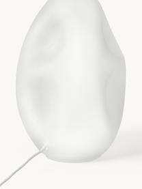 Lámpara de mesa grande de vidrio Leia, Pantalla: tela, Cable: cubierto en tela, Blanco, Ø 30 x Al 53 cm