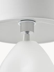Große Tischlampe Leia mit semi-transparentem Glasfuß, Lampenschirm: Textil, Lampenfuß: Glas, Weiß, Ø 30 x H 53 cm