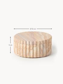 Contenitore con coperchio Rita, Pietra arenaria, Tonalità beige con finitura sabbia, Ø 12 x Alt. 5 cm