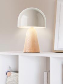 Petite lampe à poser Nalam, Beige clair, bois clair, larg. 20 x haut. 31 cm