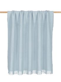 Einfarbiges Waffelpiqué-Plaid Sara in Hellblau, 50% Baumwolle, 50% Acryl, Hellblau, 140 x 180 cm