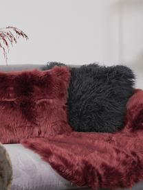 Poszewka na poduszkę ze sztucznego futra Morten, kręcone włosie, Antracytowy, S 40 x D 40 cm