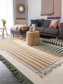 Tapis en laine jaune et gris Gitta, Jaune, gris clair