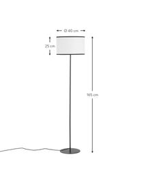 Stehlampe Claudette mit Leinenschirm, Lampenschirm: Leinen, strukturiert, Lampenfuß: Metall, pulverbeschichtet, Weiß, Schwarz, H 165 cm