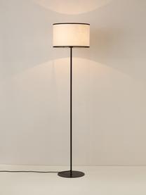 Stojací lampa se lněným stínidlem Claudette, Bílá, černá, V 165 cm