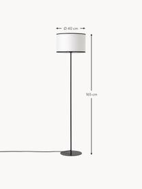 Vloerlamp Claudette met linnen lampenkap, Lampenkap: linnen,gestructureerd, Lampvoet: gepoedercoat metaal, Wit, zwart, H 165 cm